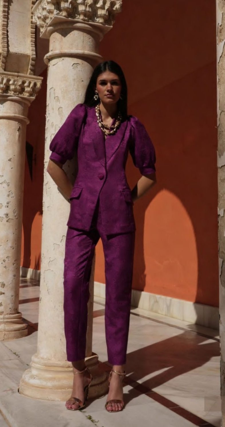 Conjunto chaqueta Cayro en jacquard morado